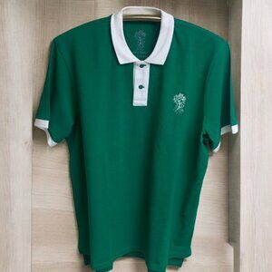 JD  Just Dads Green 100%‎ Cotton White Trim Polo